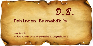 Dahinten Barnabás névjegykártya